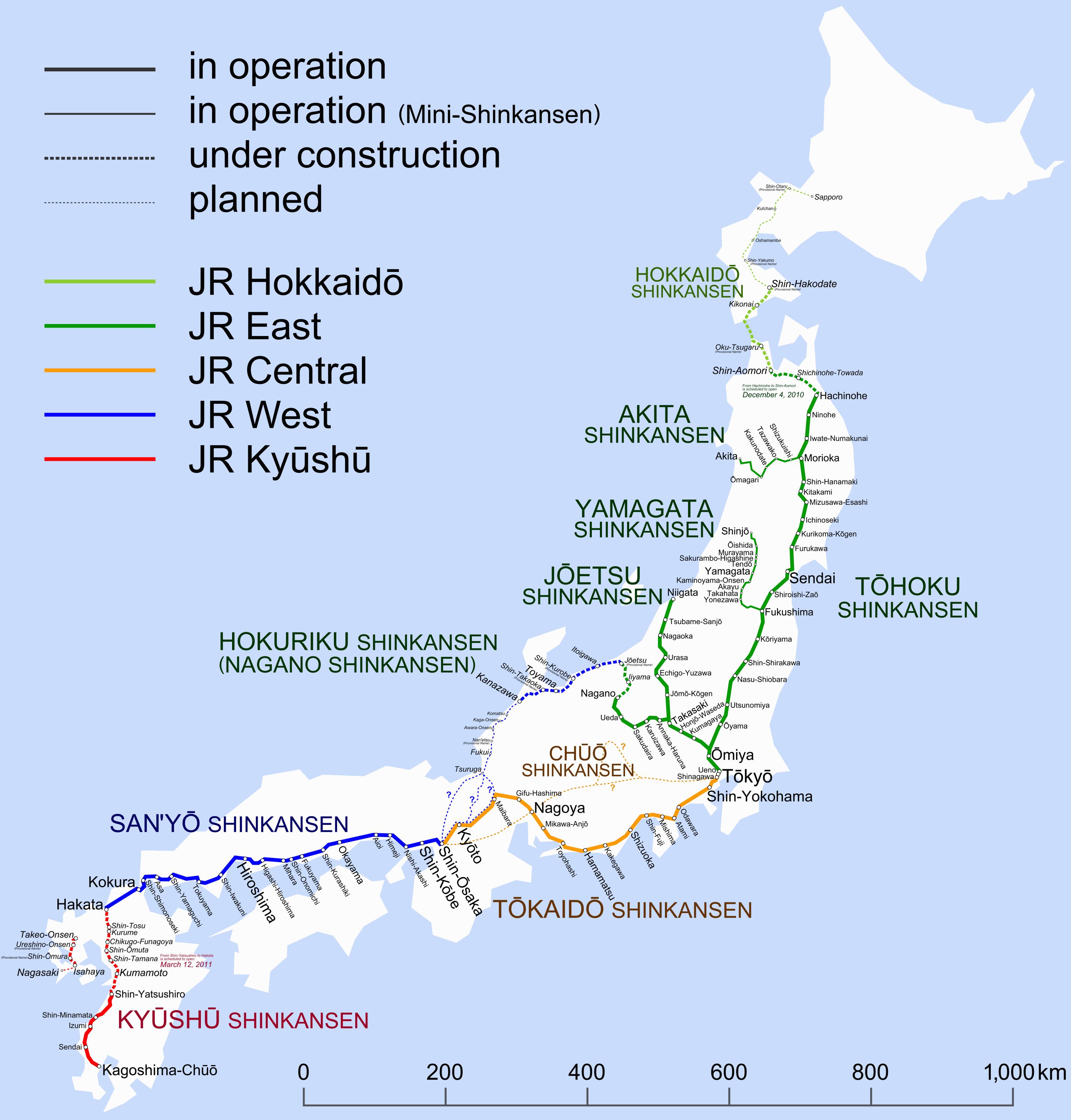 Gevoel van schuld Moreel onderwijs Competitief Map of Japan trains: rail lines and high speed train of Japan