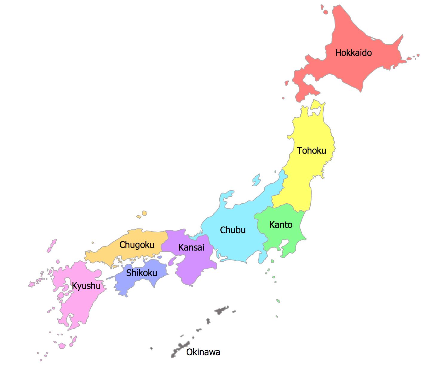 Japanese Regions Map