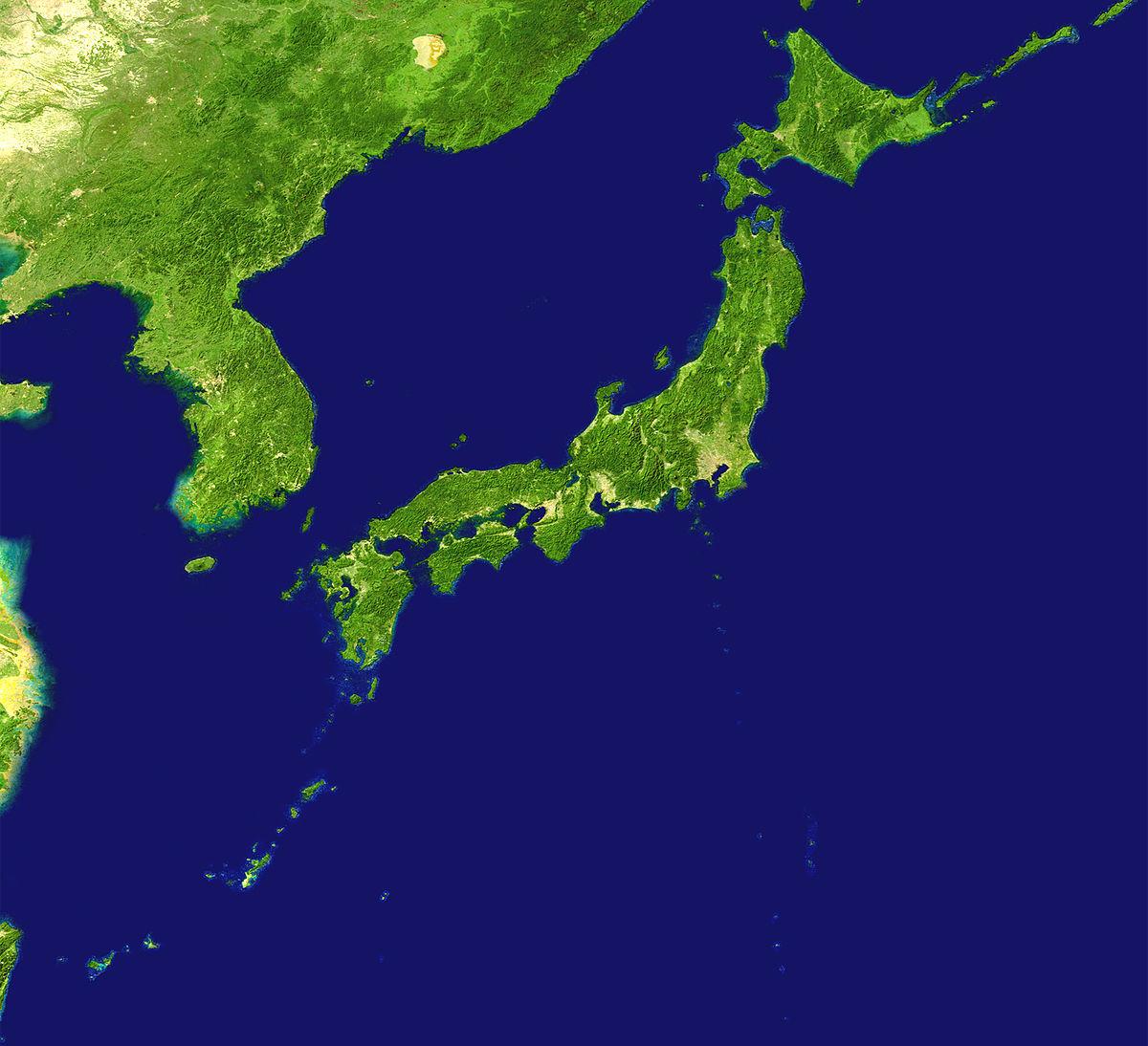 Satellite view of Japan (with country boundaries and mask), Stock Photo ...