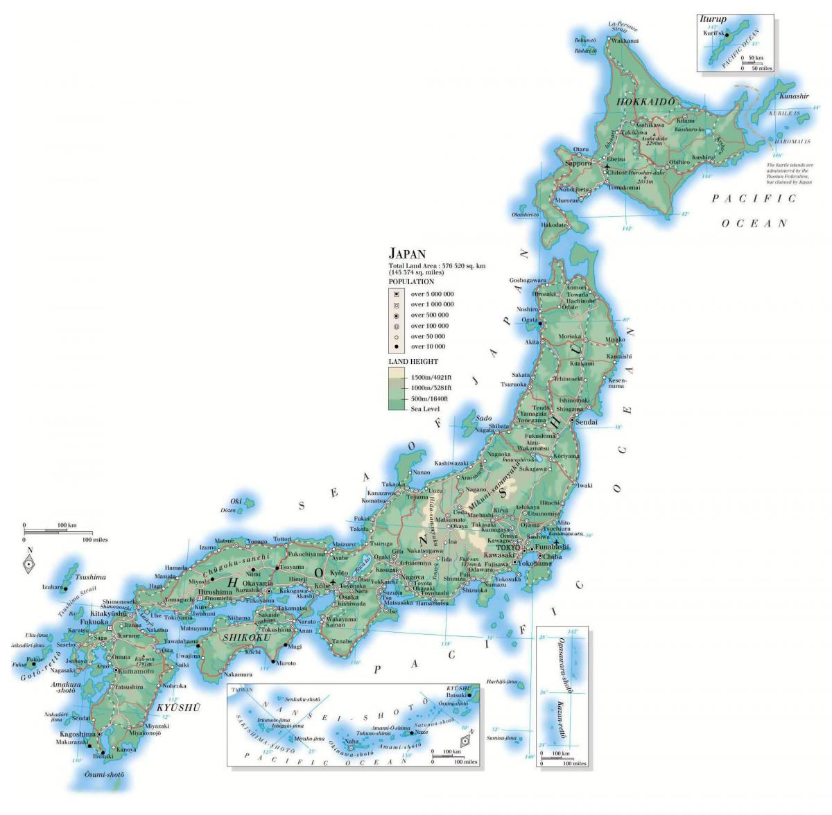 Japan altitude map