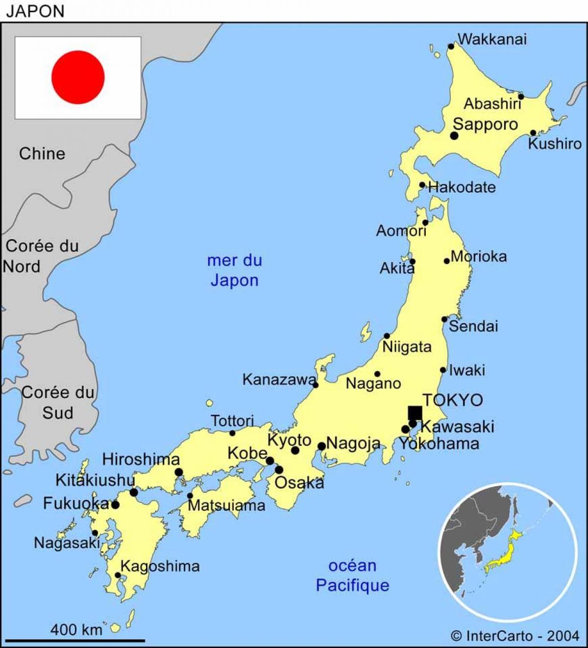 Japan on a map